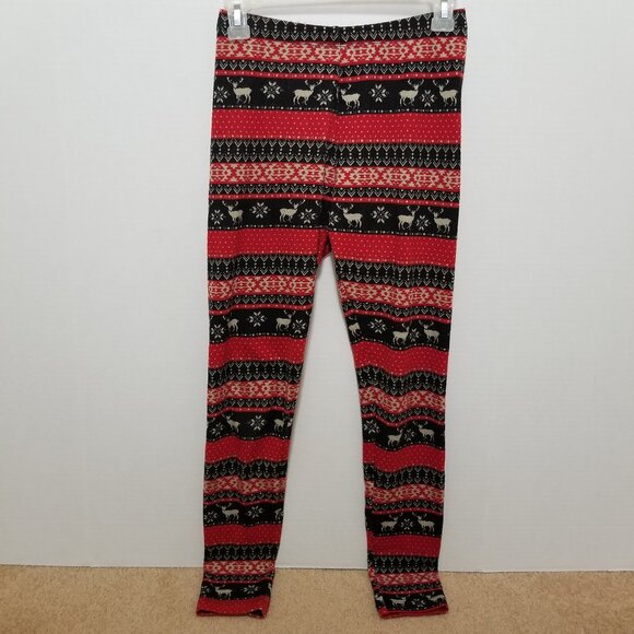 Pink Republic leggings Small Christmas XMas reindeer fair isle snowflake holiday - Picture 1 of 13